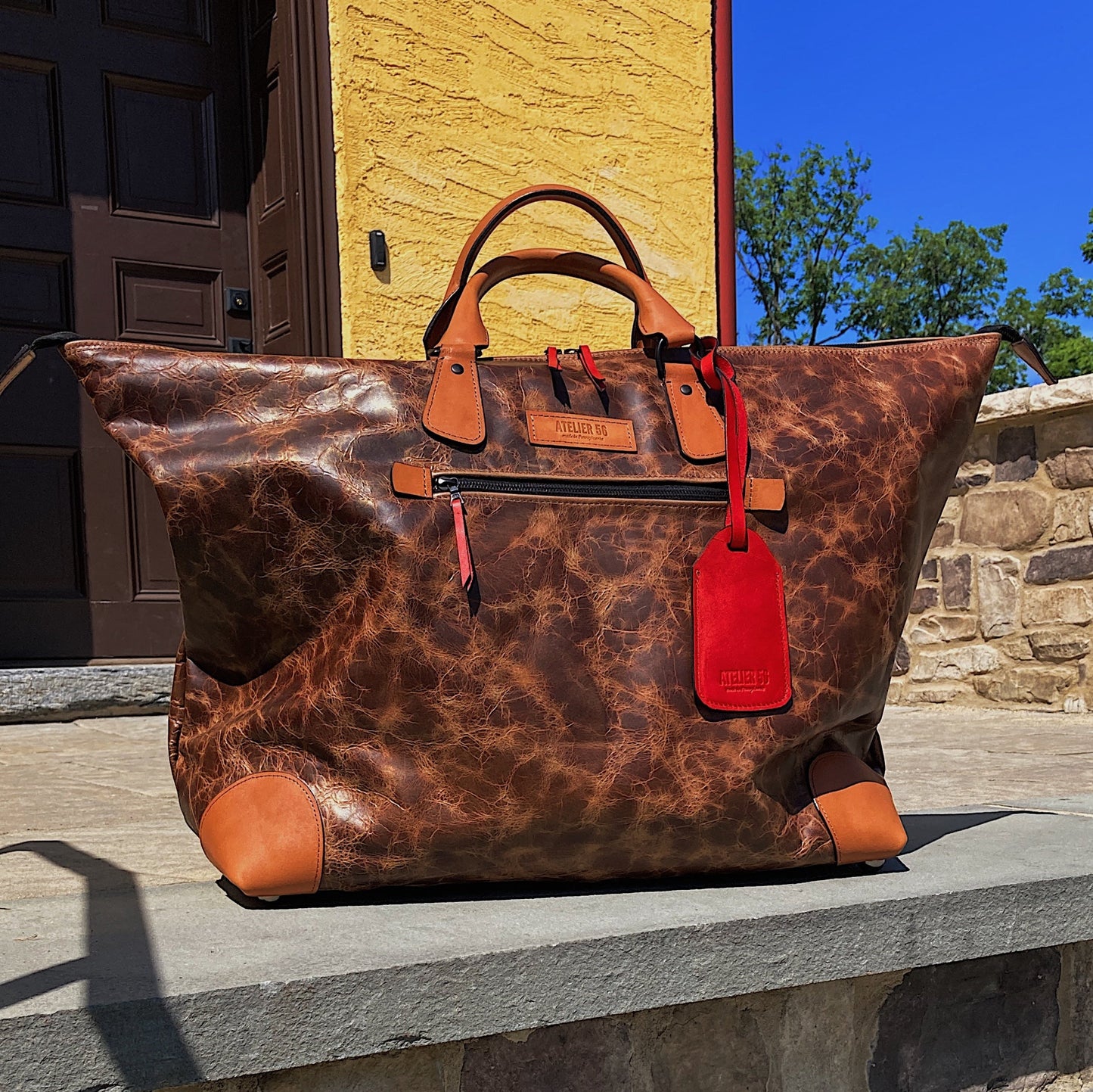 'Atelier 56' Murphy XL Weekender - CUSTOM Rustic Brown Gold